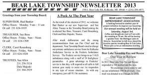 Bear Lake 2013 Newsletter